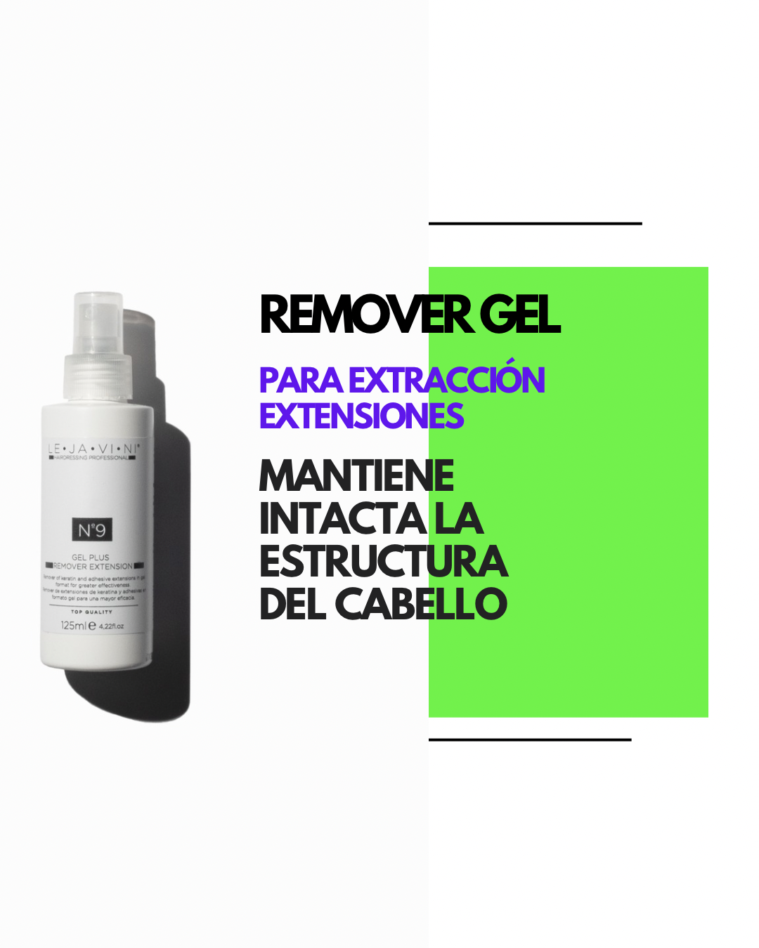 LE·JA·VI·NI® Nº 9 Remover Gel para extracción extensiones 125ml