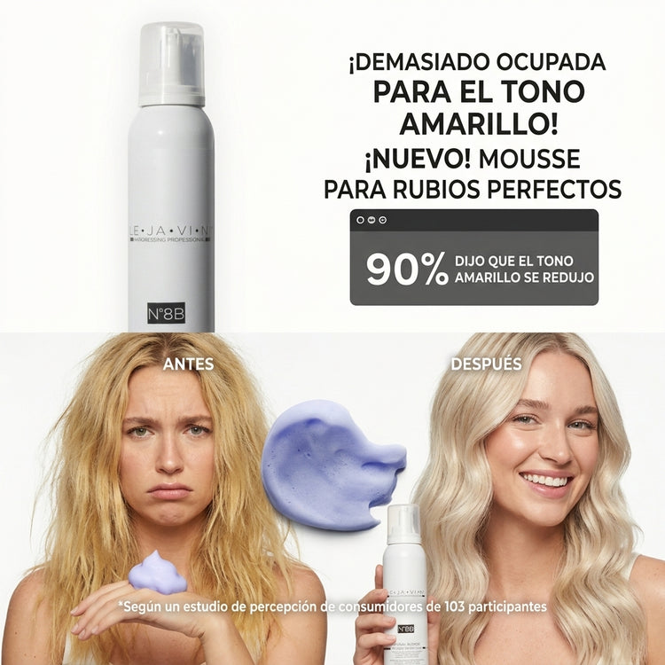 Mousse matizadora rubio profesional resultado cabello frío brillante