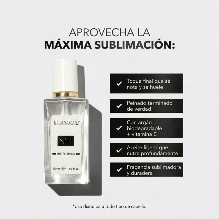 Lejavini Nutri Shine aceite capilar ingredientes profesional
