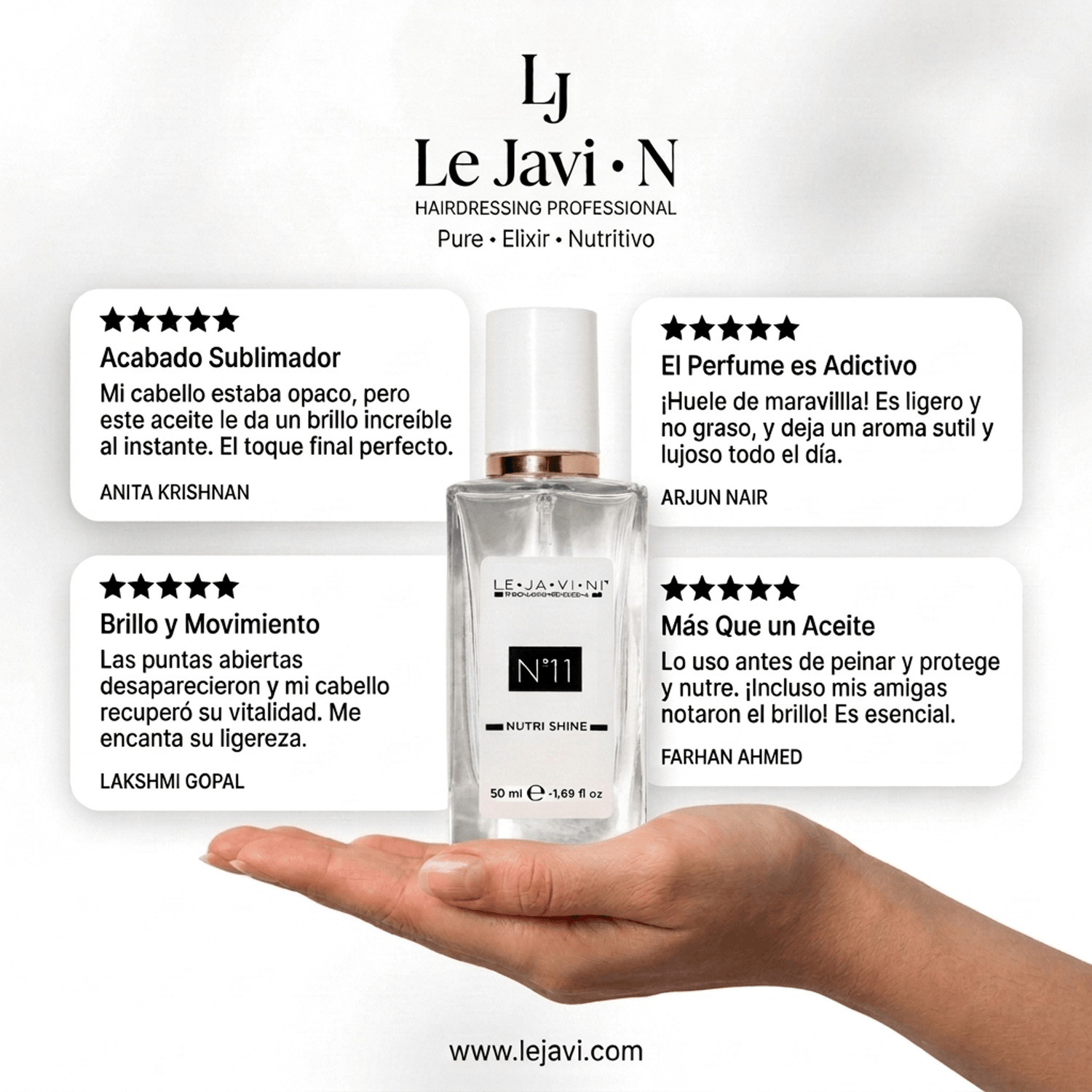 Lejavini Nutri Shine aceite capilar aplicación uso diario