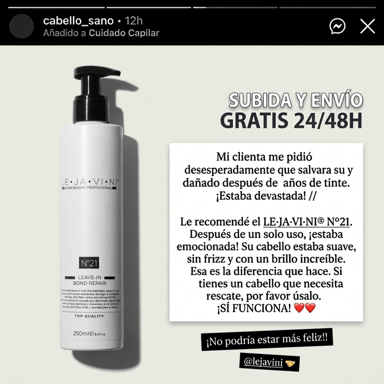 Acondicionador sin aclarado reparador LE·JA·VI·NI® ingredientes