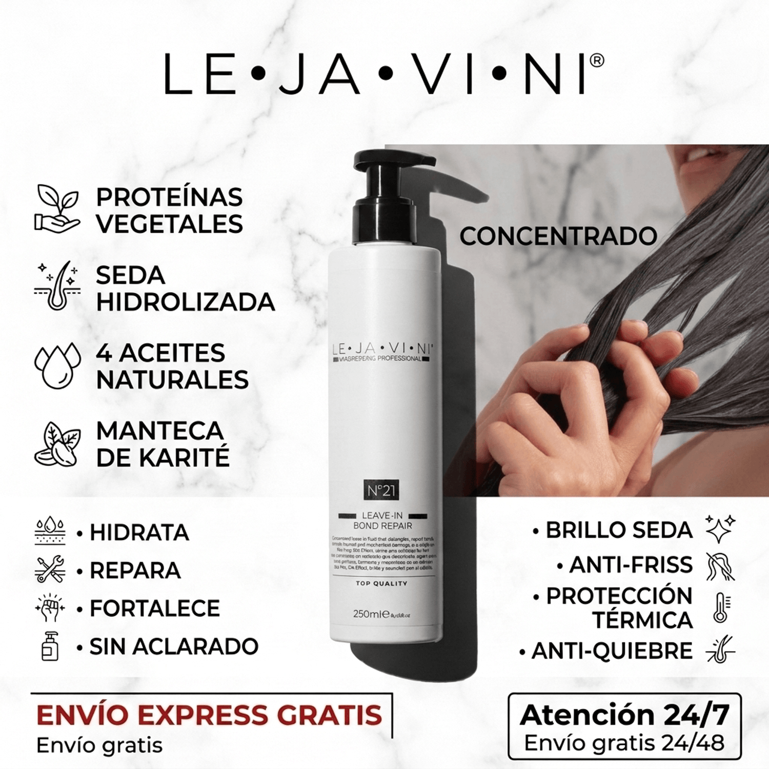 Acondicionador sin aclarado reparador aplicación modo de uso